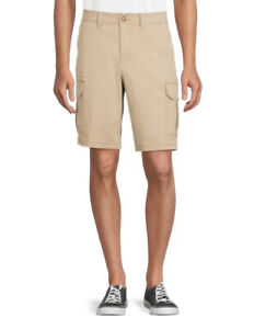 George Men's Cargo Shorts 10” Inseam Stone Wash Khaki Size 38 NWT