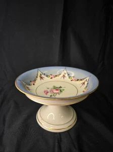porcelain Limoges tazza cake stand floral blue pattern - Picture 1 of 4