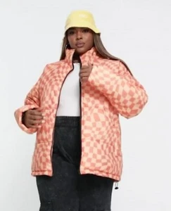 DAISY STREET PLUS RELAXED PUFFER JACKET IN ORANGE WAVY PRINT SIZE UK 22 - Picture 1 of 8