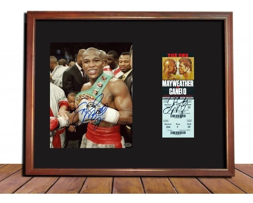 Floyd Mayweather vs Canelo Alvarez 2013 FRAMED 17x13 Photo & Ticket DISPLAY Repr - Image 1 of 1
