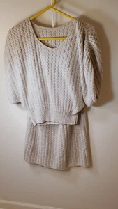 Back Street Damen 2-teiliges Kleid Vintage Größe 4 ausgestellte hängende Ärmel creme elfenbein - Bild 1 von 14