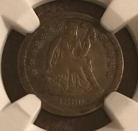 1860-s seated Liberty dime ,  NGC VF30 ,rare date Cover