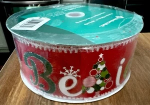 1 Roll Christmas Believe Red Green Wired Edge Premium Ribbon 2.5"x50" Yards NEW - Picture 1 of 6