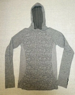 Climawear Mujer Gris Estampado Elástico Manga Larga Sudadera con Capucha Pullover Top Talla S/M Foto 1 de 3