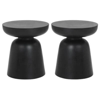 Home Square Lucida 18" Concrete End Table in Painted Black - Set of 2 - Image 1 of 2
