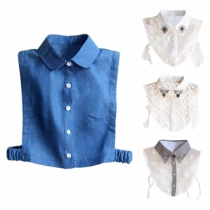 Damenmode Kristall abnehmbare gefälschte Kragen Cowboy Shirt Pullover gefälschter Kragen - Bild 1 von 32