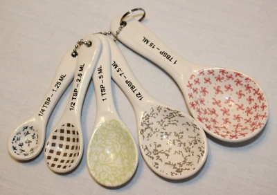 Rae Dunn By Magenta Ceramic Measuring Spoon Set of 5 Farmhouse Cottage Core  - Image 1 of 4
