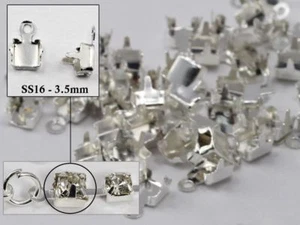 SS16 Silver Rhinestone Cup Chain Ends - 20 Pieces - Picture 1 of 3