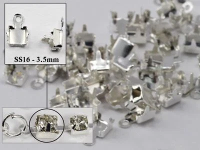 SS16 Silver Rhinestone Cup Chain Ends - 20 Pieces - Image 1 of 3