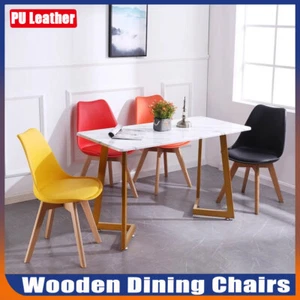 Set of 1/2/4 Tulip Dining Chairs Designer Chair Wooden Home Office Kitchen Chair - Picture 1 of 26