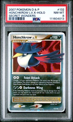 2007 POKEMON DP SECRET WONDERS HONCHKROW LV. X #132 PSA 8 NM #111604013 - Image 1 of 2