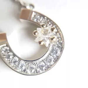 Star Jewelry Necklace K10 SV925 Horseshoe Zirconia Accessories Old Japan - Picture 1 of 8