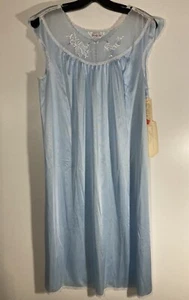 Vintage Vanity Fair Glisanda Satin Trikot Nachthemd Größe Small USA Dessous blau - Bild 1 von 12