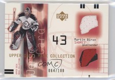 2001-02 Upper Deck Mask Collection Jersey and /100 Martin Biron #JP-MB Patch