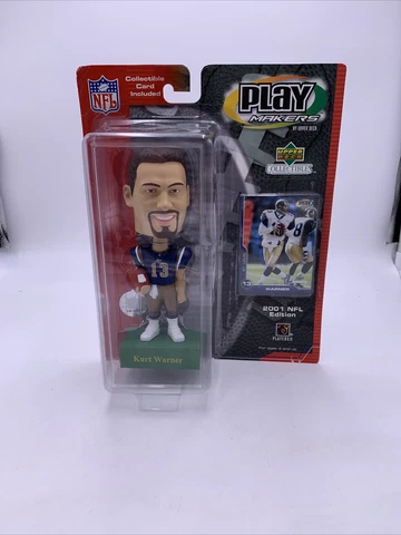 NFL Football 2001 Kurt Warner St. Louis Rams Bobblehead Warner Playmakers + Card Cover
