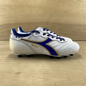 Diadora Brasil Italy OG GR LT+ MDPU Size 9 Women' White Blue Gold Soccer Cleats - Picture 1 of 14