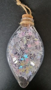 Grande boule de Noël en forme de goutte remplie d'étoiles nacrées - Picture 1 of 4