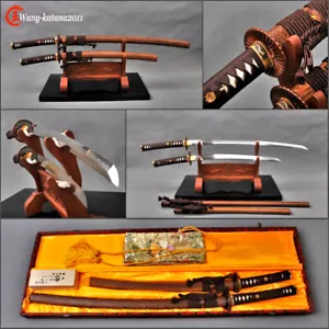 Clay Tempered T10 Steel 40''Katana+30''Wakizashi Japanese Samurai Swords Set New - Picture 1 of 12