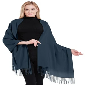 Charcoal Black 100% Cashmere Shawl Pashmina Wrap Hand Made in Nepal CJ Apparel - Picture 1 of 12