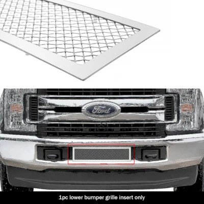Parachoques inferior para Ford F-250/F-350 2017-2019 inserto de rejilla de malla cromada de acero inoxidable Foto 1 de 3