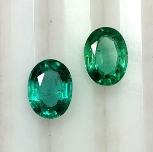 2.28ct Natural Emerald oval calibrated (8x6)mm matching pair AAA Exclusive gems - Picture 1 of 4