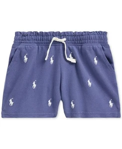 Polo Ralph Lauren BLUE Toddler & Little Girls Stretch Logo-Print Shorts, US 6 - Picture 1 of 2