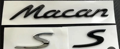 Logo scritta MACAN S Porsche  loghi nero lucido opaco argento stemma emblema - Immagine 1 di 2