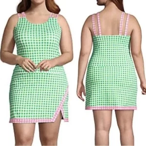 Lands' End x Draper James Gingham Swim Dress Size 18W One Piece UPF Preppy NEW - Picture 1 of 11