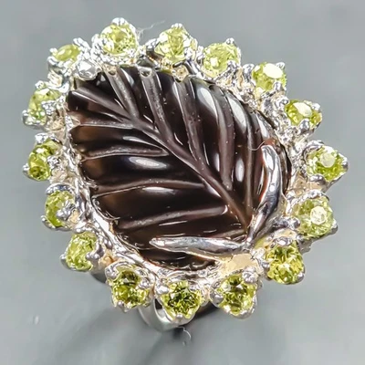 Joyería 24 ct+ Anillo Cuarzo Ahumado Natural Plata de Ley 925 Talla 6.5/R440766 Foto 1 de 4