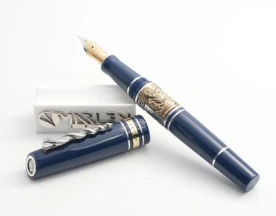 Pluma Estilográfica Marlen Ipócrates (Hipócrates) con Vara de Plata de Asclepio #Azul Foto 1 de 4