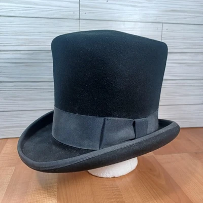 New York Hat Co 帽子 男式 中号 黑色 羊毛 疯帽子 蒸汽朋克 — 第 1/4 张图片