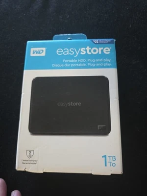 WD Easystore 1TB External USB 3.0 Portable HDD #WDBAJN0010BBK. Tested works. - Image 1 of 2