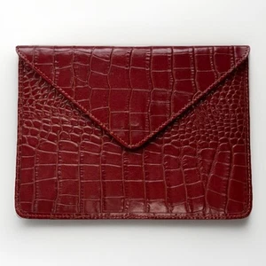 "Sobre de cuero rojo Levenger bolso sin asas bolso de mano cuero rojo talla 5"" X 7""" - Imagen 1 de 9