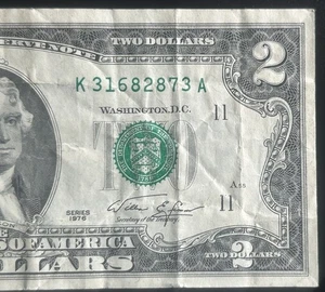 (VINTAGE!) $2 Dallas Vintage Old Currency Serial Number K31682873A Series 1976 - Picture 1 of 3