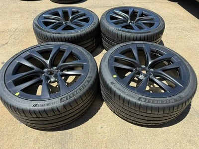 4 OEM NEW 2024 21” TESLA MODEL S PLAID ARACHNID WHEELS TIRES MICHELIN TPMS - Image 1 of 4