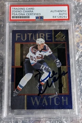 1997-98 Upper Deck SP Authentic Zdeno Chara 186 Future Watch ROOKIE AUTO PSA DNA - Image 1 of 2