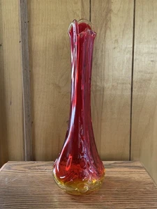 Rare Kanawha Glass Vase Swung Epic Amberina Orange Red MCM 12” Item B - Picture 1 of 4