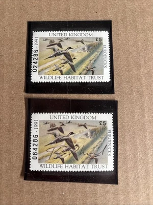 Two 1991 United Kingdom Duck Stamp - One Hand Signed NM - Image 1 of 3