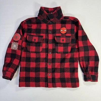 Kids Marvel Spiderman Flannel Button Up Long Sleeve Shirt - Medium - Image 1 of 4