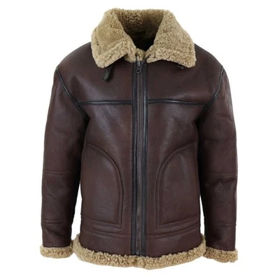 Shearling Jacket Men Fur Coat RAF Pilot Aviator Jacket - Image 1 of 3
