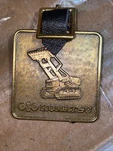 1970's KOMATSU CRAWLER DOZER TRACTOR LARGE HEAVY BRASS WATCH FOB  - Picture 1 of 2