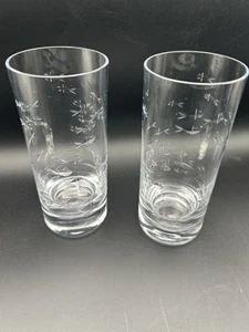 Crate & Barrel Fish Reef Etched Highball 6.5" Drinking Glasses Set of 2 - Picture 1 of 8