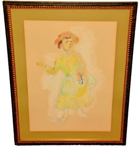 FLORENCE KUSHNER Original Vintage Signed Woman Fashion Portrait Pastel Painting - Picture 1 of 12