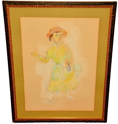 FLORENCE KUSHNER Original Vintage Signed Woman Fashion Portrait Pastel Painting - Image 1 of 4