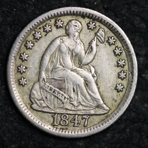 1847 Seated Liberty Silver Half Dime CHOICE XF+ FREE SHIPPING E179 VMM Cover