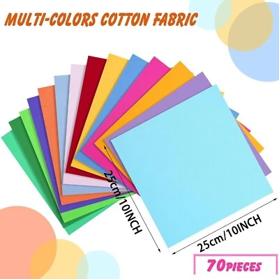 70pcs 10x10" Solid Color Cotton Fabric Squares for DIY Patchwork Quilting Crafts - Image 1 of 4