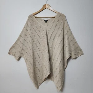 Autograph Jumper Womens Medium M Relaxed Fit Beige Knit Half Sleeve Sweater - Picture 1 of 10