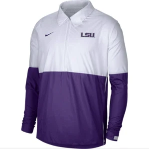 NEW Nike LSU Tigers 1/2 Zip Lightweight Coach Jacket Medium On Field Windbreaker - Foto 1 di 2