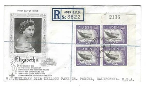 ADEN YEMEN TO U.S. 1955 REGISTERED ADEN G.P.O. FROM THE POSTMASTER GENERAL - Picture 1 of 2