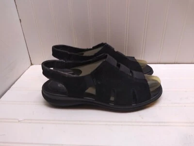 Ecco Black Leather Stretchy Slingback Peep Toe Wedge Sandals Women's Shoes 8M 39 - Image 1 of 4